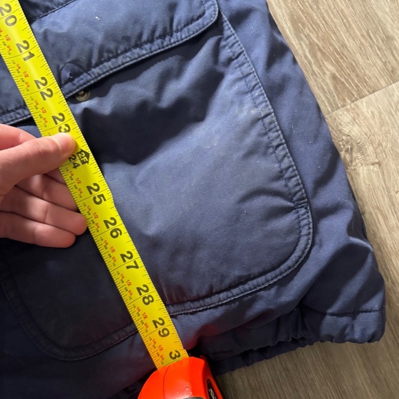 Triple FAT Goose Mens Navy Blue Down Filled Puffer Jacket Hooded Size Large - Picture 9 of 9